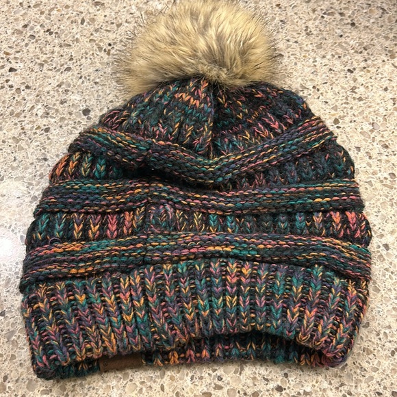 C.C Confetti Knitted Beanie with Pom - Picture 3 of 6